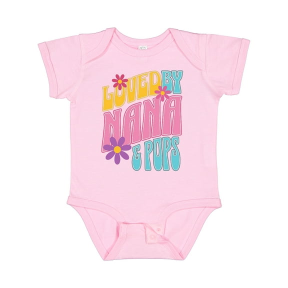 Inktastic Nana and Pops Love Me Retro Flowered Girls Baby Bodysuit