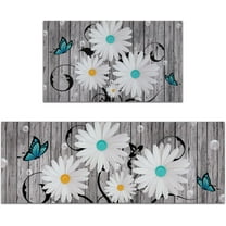 Kitchen Rug Sets 2 Piece, Rubber Kitchen Mats for Floor, Waterproof Kitchen Rugs and Mats Non Skid Washable, Farmhouse Floral Kitchen Floor Mat Carpet for Sink Laundry 18'''' x 48'''' 18'''' x 30''''
