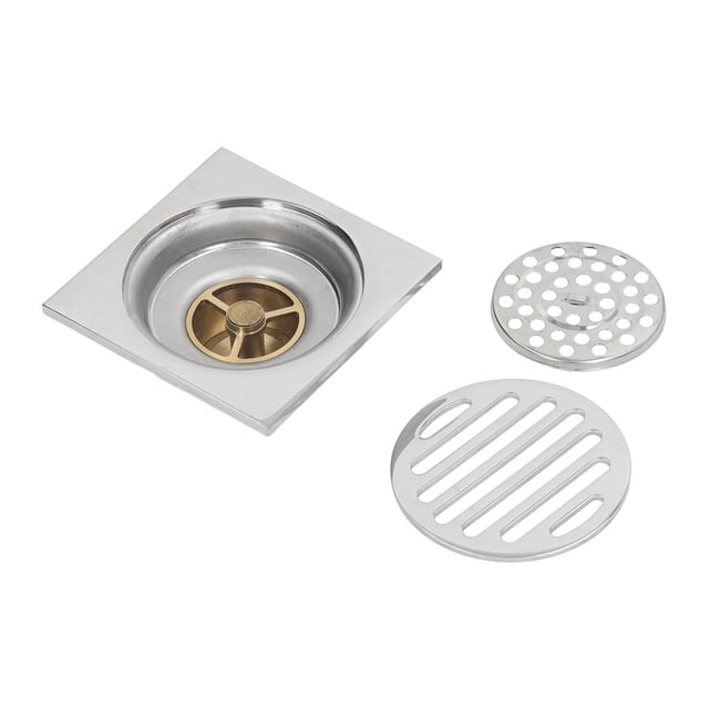 Drenaje de piso cuadrado, desagüe de piso de ducha de alto flujo de metal galvanizado con cubierta para baño
