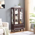 thumbnail image 3 of Jopath Display Cabinet with Glass Doors, Curio Glass Wine Cabinet with Adjustable Glass Shelves and Drawer Cabinet Sideboard With Bulb Included for Home Decor and Organization Dark Cherry, 3 of 9
