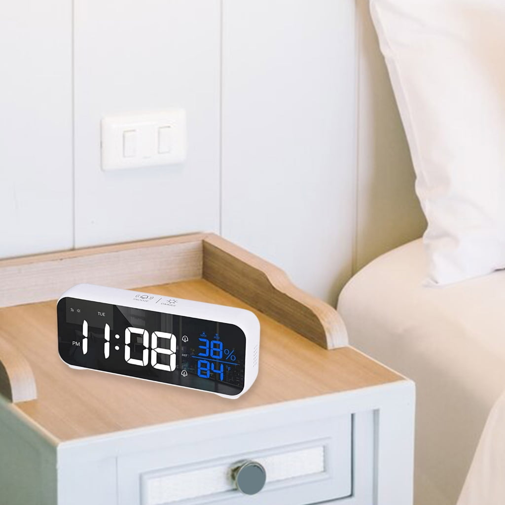 Voice Controlled Rechargeable LED Music Alarm Clock with Temperature Display