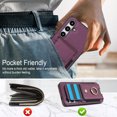 thumbnail image 6 of Dteck Card Slots Wallet Case for Samsung Galaxy S23 FE,Shockproof Premium PU Leather Kickstand Protective Cover with Ring Holder Back Case,Purple, 6 of 8