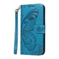 thumbnail image 6 of SaniMore Wallet Case for Samsung Galaxy S20 Ultra, PU Leather Embossed Butterfly Flip Folio Cover Card Holder [Kickstand][Wrist Strap] All Arpund Protective Shockproof Shell, Blue, 6 of 18