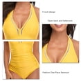 thumbnail image 4 of Traje de baño de mujer con cuello en V, Sexy, espalda abierta, estilo Halter, elástico, transpirable, trajes de baño de una pieza para fiesta en la playa, amarillo XXL, 4 of 5