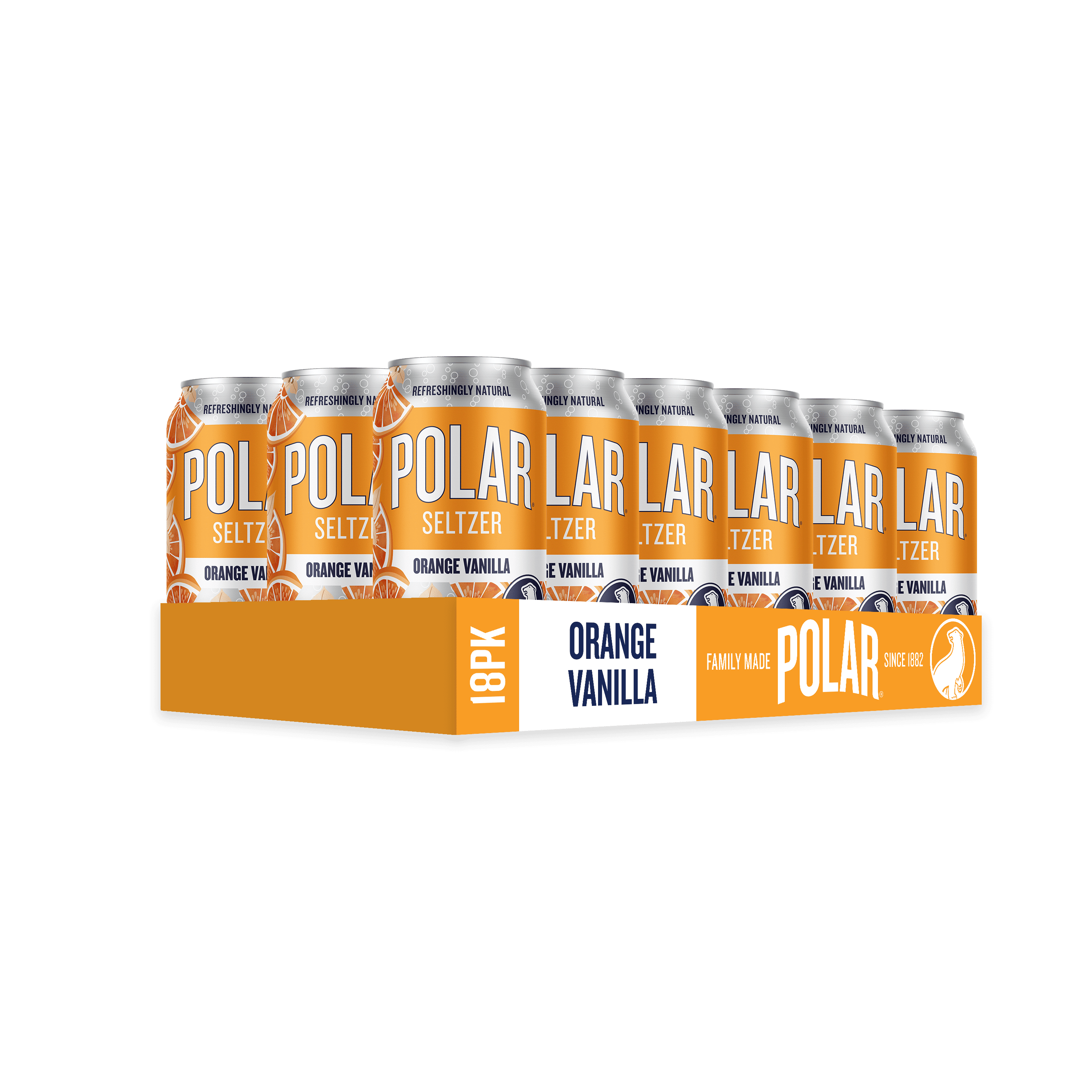 Polar Zero Calorie Orange Vanilla Sparkling Seltzer Water, 12 fl oz, 18 Pack Cans
