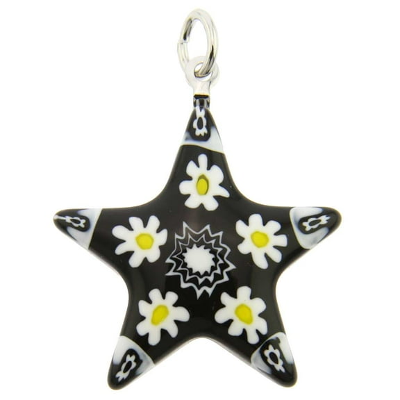 GlassOfVenice Murano Glass Millefiori Narrow Star Pendant