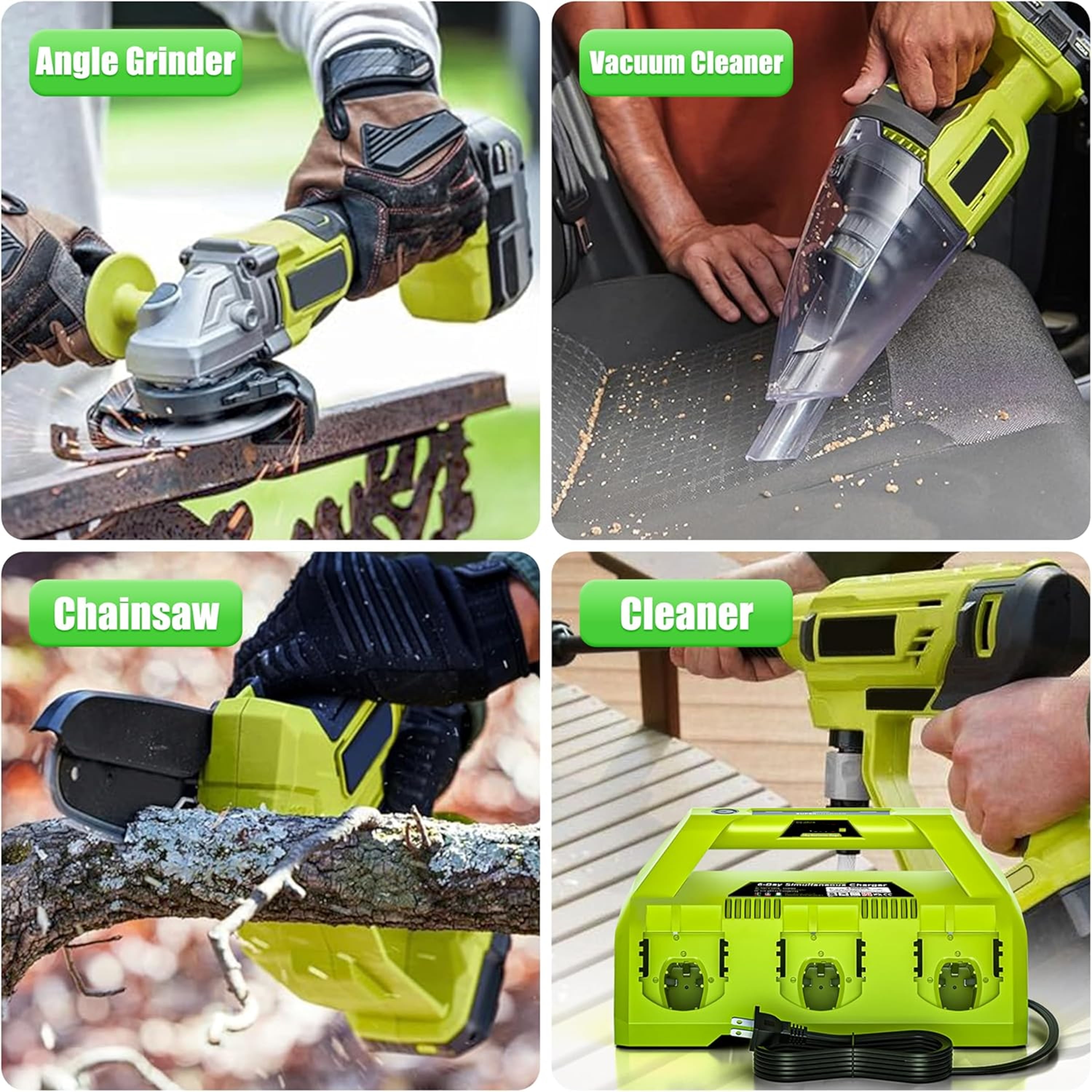 【Simultaneously Charging】 Upgraded 6-Port Rapid Charger for Ryobi 18V Lithium-Ion Batteries, Compatible with Ryobi 18V ONE+ Battery Systems (6-Pack Simultaneously Charging Station)
