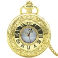 thumbnail image 2 of Vintage Pocket Watch, Roman Numeral Quartz piece, Classic Black Pocket Clock With Chain for Men Women Formal Events Collection, 2 of 7