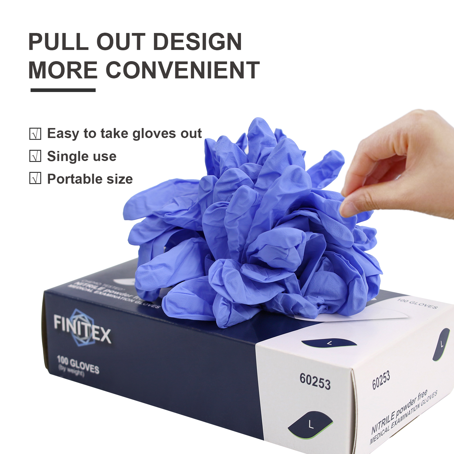 FINITEX Nitrile Disposable Gloves, Blue Medical Exam Gloves 100 of Pack, Latex-free, Rubber Free, Food Safe Examination Chemo Glove, 3.2 Mil, Medium