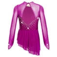 thumbnail image 2 of TiaoBug Kids Girls Sparkly Figure Skating Dress Long Sleeve Modern Lyrical Dance Dress for Competitions Hot Pink 6, 2 of 5
