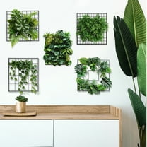 5 Pcs Set Vine Wall Stickers 11.8x11.4inch Green Plants Leaves Decals Removable Decor for Living Room Bedroom Home Office