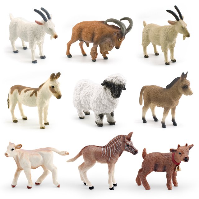 Juego de figuras de animales de granja, 9 unidades, figuras de juguete de PVC para niños mayores de