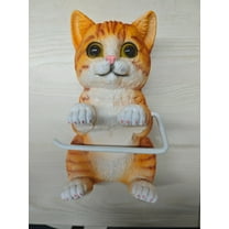 ZZkhGO Cat Toilet Paper Holder, Cute Wall Mounted Resin Paper Roll Stand, Bathroom Decor for Pet Lovers Gift