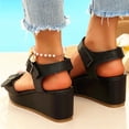 thumbnail image 4 of Xucatan Women's Platform Wedge Sandals, Round Toe Open Toe Slides with Adjustable Buckle Strap, Padded Footbed Chunky Sole Shoes, Versatile Spring Summer Beach Footwear Gift, 4 of 9