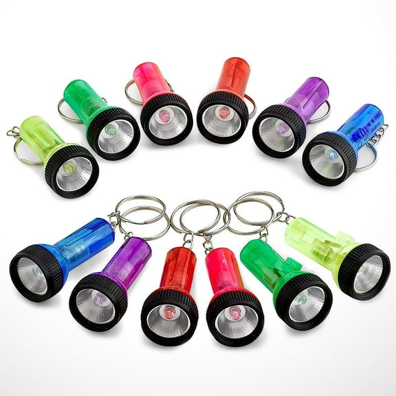 FELTECHELECTR 12Pcs Small Led Torch Mini Flashlight Keychain Assorted Color 2x1.5x1.5in For Emergency