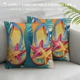 thumbnail image 3 of Shiartex Hello Summer Decorative Throw Pillow Covers, Beach Sunny Yellow Truck Flip Flops Stripes Cushion Case Decor, Tropical Hawaii Palm Leaves Seasonal Home Decoration 12x12in, 3 of 5