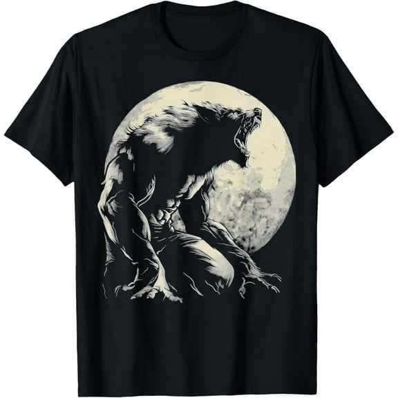 Werewolf Wolf Howling Moon Halloween Alpha Male T-Shirt Tops Tee