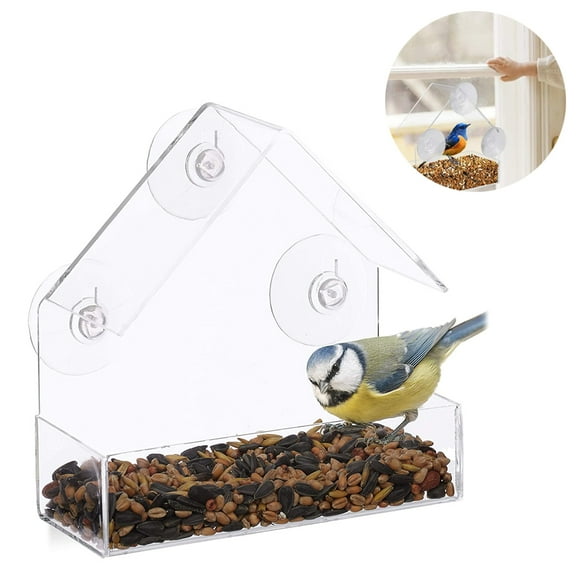 Window-Mounted Bird Feeder With Transparent Acrylic Construction, 3 Strong Suction Cups For Secure Hold, Weatherproof Design, Suitable For Cardinals And Finches