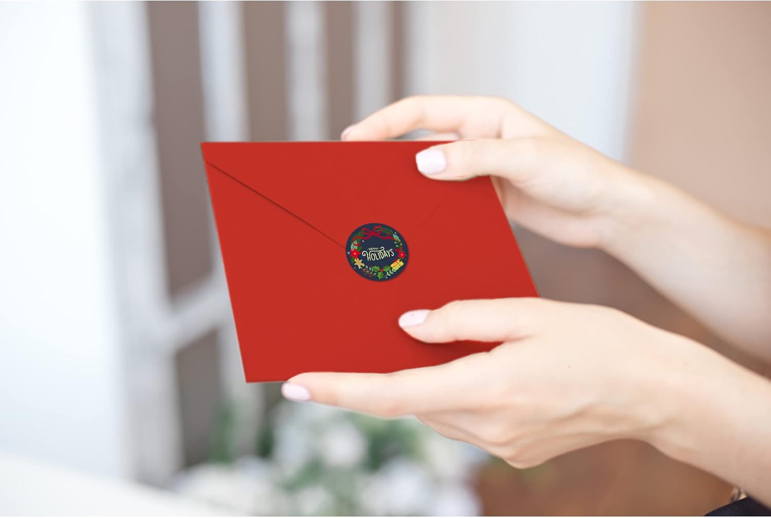 Dessie 100 Unique Modern Christmas Cards with Envelopes and Matching Sealing Stickers. Happy Holiday Cards with Short Greetings Inside. Bulk Christmas Cards Boxed with Envelopes