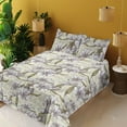 thumbnail image 2 of Ambesonne Vintage Fitted & Flat Sheet with Shams 4 Pcs Set, Lily Flowers Leaves Pattern, Full, Olive Green Pale Camel, 2 of 5