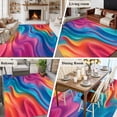 thumbnail image 5 of 6'x9' Area Rugs, Orange Pink Blue Moire Indoor Outdoor Area Rug for Living Room Bedroom, Minimalist Abstract Waves Washable Bathroom Rugs Kitchen Floor Carpet Mats Home Decor Aesthetic, 5 of 8