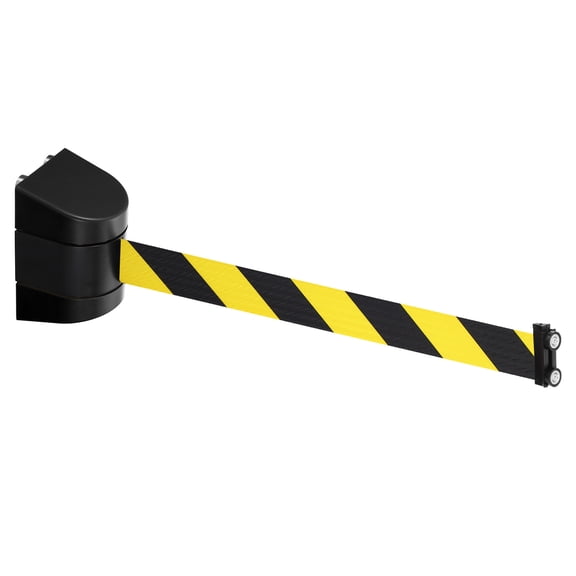 Uxcell 16.4Ft Magnetic Retractable Belt Barrier, Black Yellow Belt, Black Case
