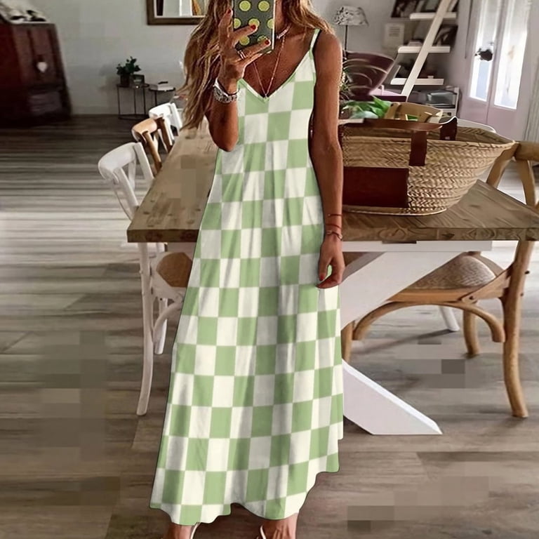 green checkerboard dress Marty Dress Augusta Green Check Tweed Green / XXS
