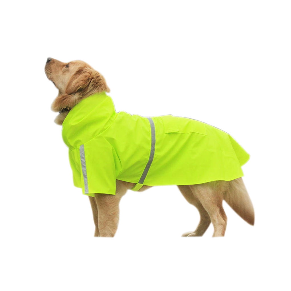 Reflective Dog Raincoat Waterproof Small Large Pet Rain Coat Jacket Hoodie Green