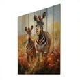 thumbnail image 2 of Designart "Zebra Impressionist Zebras II" Animals Print on Natural Pine Wood, 2 of 5