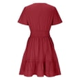thumbnail image 6 of Summer Beach Dresses for Womens 2026 Fashion Plus Size Casual Solid Color Sleeveless Fold Self Tie Front Pleated Mini Sundress Beach Vacation Dress With Pocket, 6 of 9