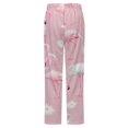 thumbnail image 6 of Flamingo Floral Pink Pattern Winter Female Pants Flannel High Waist Women Pants Lady Warm Straight Leg Plush Trousers, 6 of 7