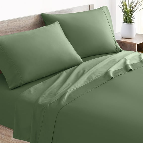 Mellanni 4 Piece 100% Cotton Bed Sheet Set, 400 Thread Count, Deep Pocket, Full, Green