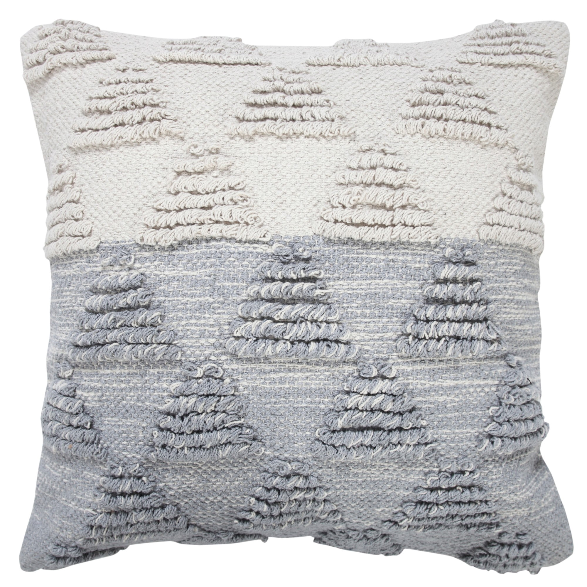 Laddha Home Designs Handwoven Embroidered Cotton Throw Pillow Cover - 20" - Gray and White