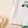 thumbnail image 4 of Toddler Baby Boy Clothes Summer Outfits Farmer Truck Print Shirt & Gingham Shorts 2-Piece Set, Casual Summer Kids Clothes 18-24 Months, 4 of 9