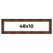 48x10 Frame Brown Walnut Gold Ornate Trim Solid Wood Plein Air Picture Frame | 3 Inch Moulding