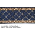 thumbnail image 3 of Custom Size Runner Rug Fleur De Lis French Design Navy Color 26 or 31 inch Wide Pick Your Length Non-Slip Rubber Backing Stair Runner, 3 of 6