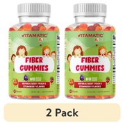 Angle View: (2 pack) Vitamatic Kids Prebiotic Fiber Gummies for Adults - 4G Fiber Extra Strength - Zero Sugar Added - 60 Pectin Based Gummies - Digestive Health & Regularity Support