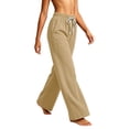 thumbnail image 6 of KIHOUT Womens Wide Leg Pants High Waisted Solid Color Casual Loose Fit Drawstring Elastic Waistband Trousers with Pockets Long Pants, 6 of 6