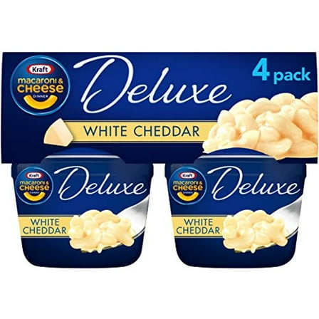 Kraft Deluxe White Cheddar Macaroni & Cheese Easy Microwavable Dinner (4 Ct Pack, 2.39 Oz Cups)