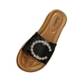 thumbnail image 4 of Zapatillas de mujer, sandalias antideslizantes suaves para la playa, cómodas, con punta abierta, suelas antideslizantes elegantes, Sandalias planas de Negro Longitud 245 cm, 4 of 10