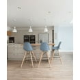 thumbnail image 3 of 2xhome - Blue - 28" Seat Height Modern Plastic Style Bar Stool Barstool Counter Stools with backs and armless Natural Legs Wood Eiffel Legs Dowel-Leg, Set of 1, 1 piece, 3 of 5