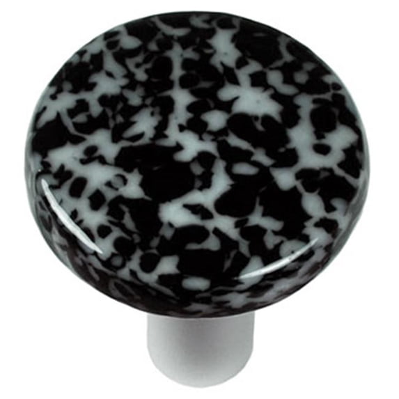 Hot Knobs HK8059-KRA Granite Black & White Round Glass Cabinet Knob - Aluminum Post