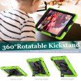 thumbnail image 3 of Case for iPad 6th / 5th Gen (2018 2017) / iPad Air 2 / iPad Pro 9.7 inch with Screen Protector, 360 Degree Rotating Kickstand Hand Strap Shockproof Cover with Shoulder Strap, Lime, 3 of 7
