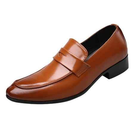 XDDST Mens Slip On Shoes Men Lace Business Leather Shoes Casual Comfortable Wedding Shoe Male Suit Shoes