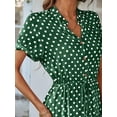 thumbnail image 6 of AURA Womens Polka Dot High Waist Tie A Line Maxi Dress Short Sleeve Button Neck Casual Vacation Outfit 2026, 6 of 8
