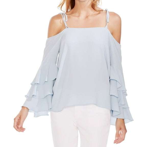 Vince Camuto Womens Tiered Sleeve Pullover Blouse, Blue, XX-Small