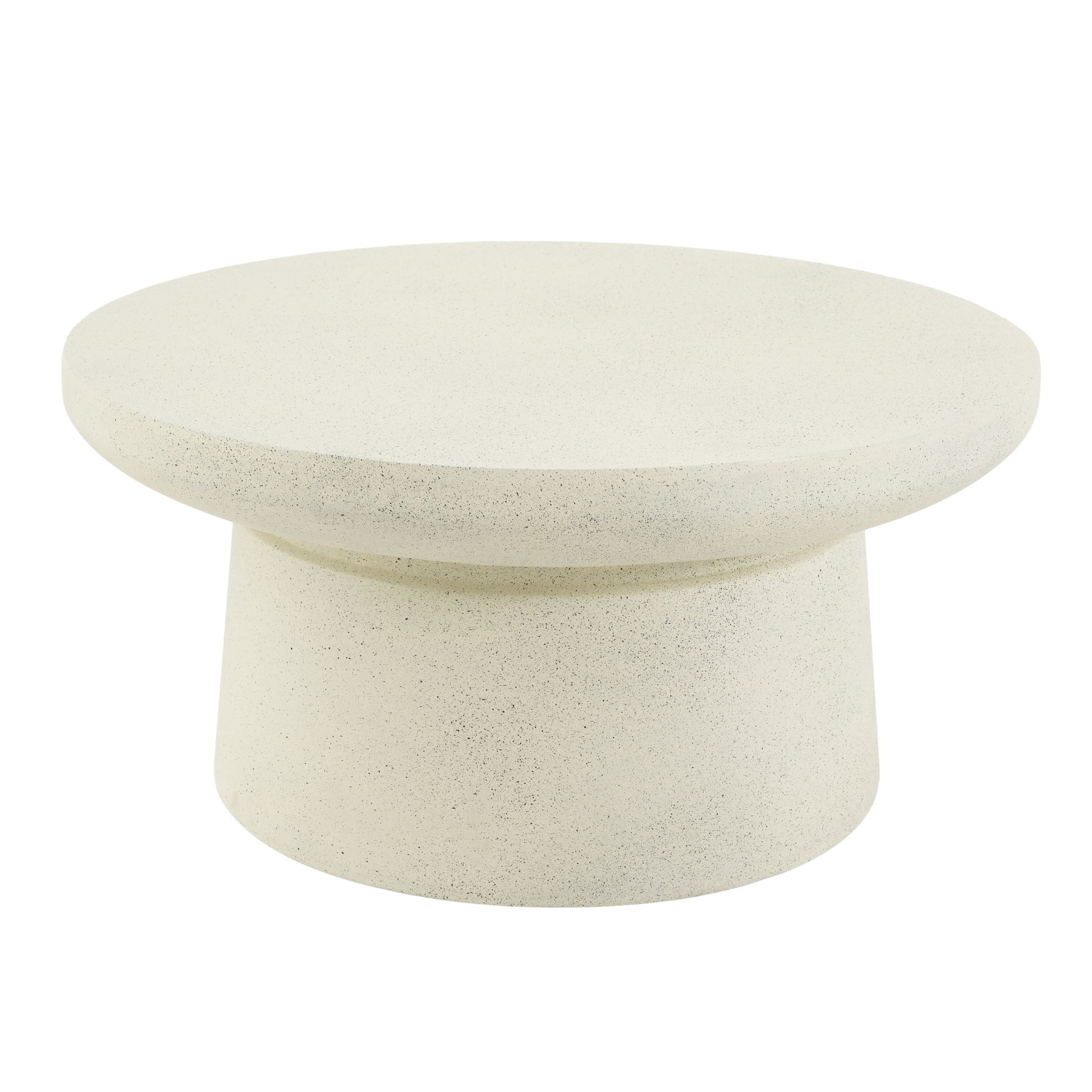 Christopher Knight Home 27.56" Indoor Outdoor Round MGO Coffee Table, Off-White Speckled