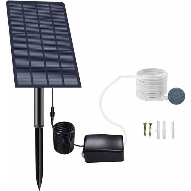 Bomba de oxígeno solar enchufable de 2,5 W, bomba solar para estanque, aireador de acuario, bomba de aire, aireador de pesca, con manguera de piedra difusora, para jardín, acuario, piscina