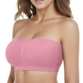 thumbnail image 2 of Wang6 Strapless Bras for Women Ribbed Bandeau Bra Non Slip Wireless No Underwire Padded Tube Tops Everyday Bras Pink L, 2 of 3