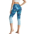 thumbnail image 2 of SCRAWLGOD Blue Mermaid Scales Women's Workout Capri Leggings with Pockets, Elastic Breathable Squat Proof Yoga Pants Leggings, High Waisted Gym Athletic Crop Yoga, L, 2 of 7